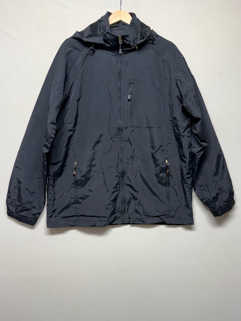 Black Sports Outdoor Windbreaker Jacket | Zip-On Hood | NWOT